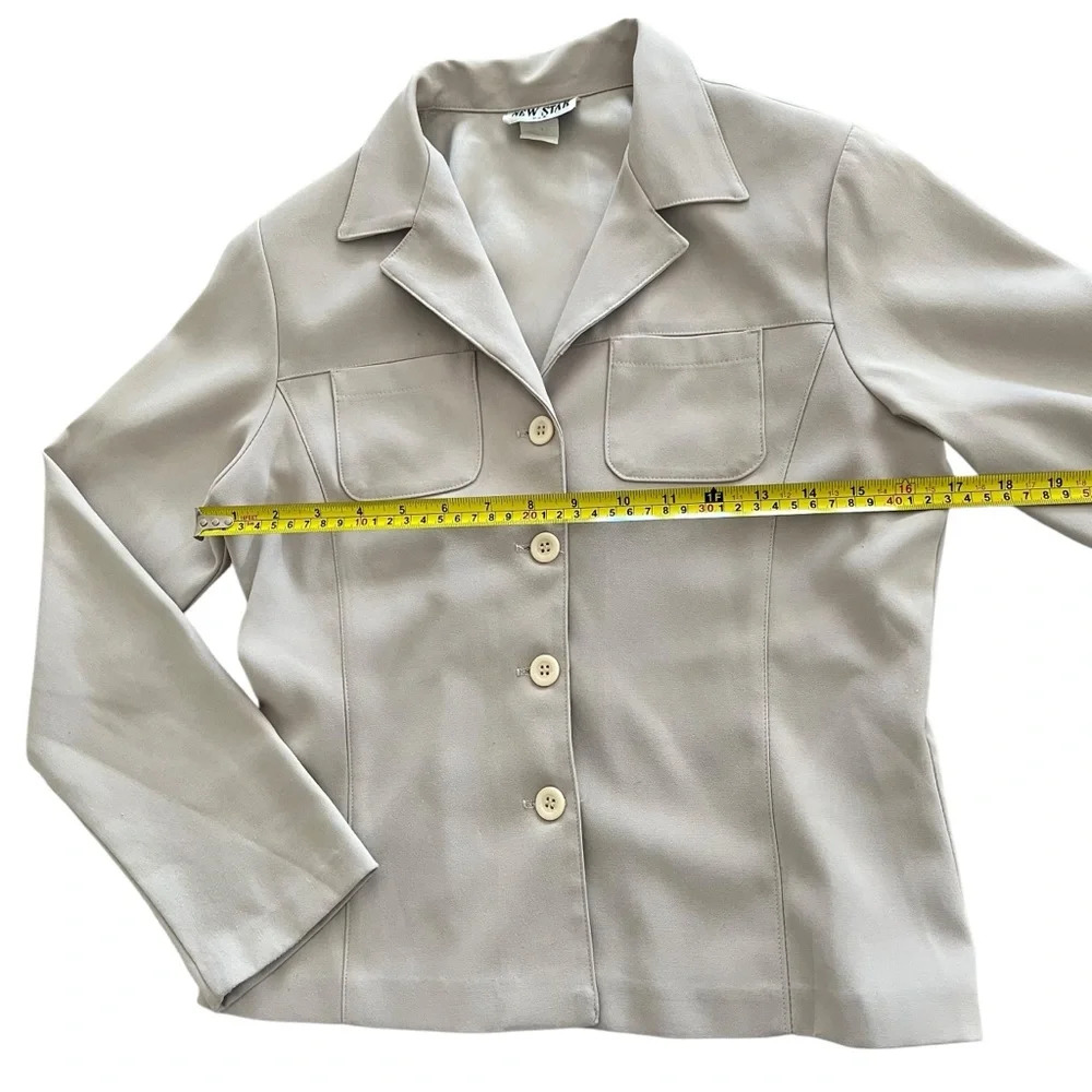 Beige Tailored Waist Button Down Jacket - Picture 7 of 8
